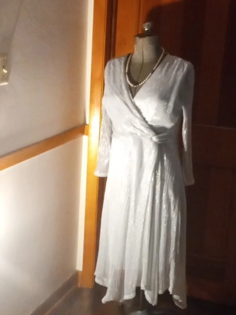 Coach Silver Wrap-Style Long Sleeve Dress